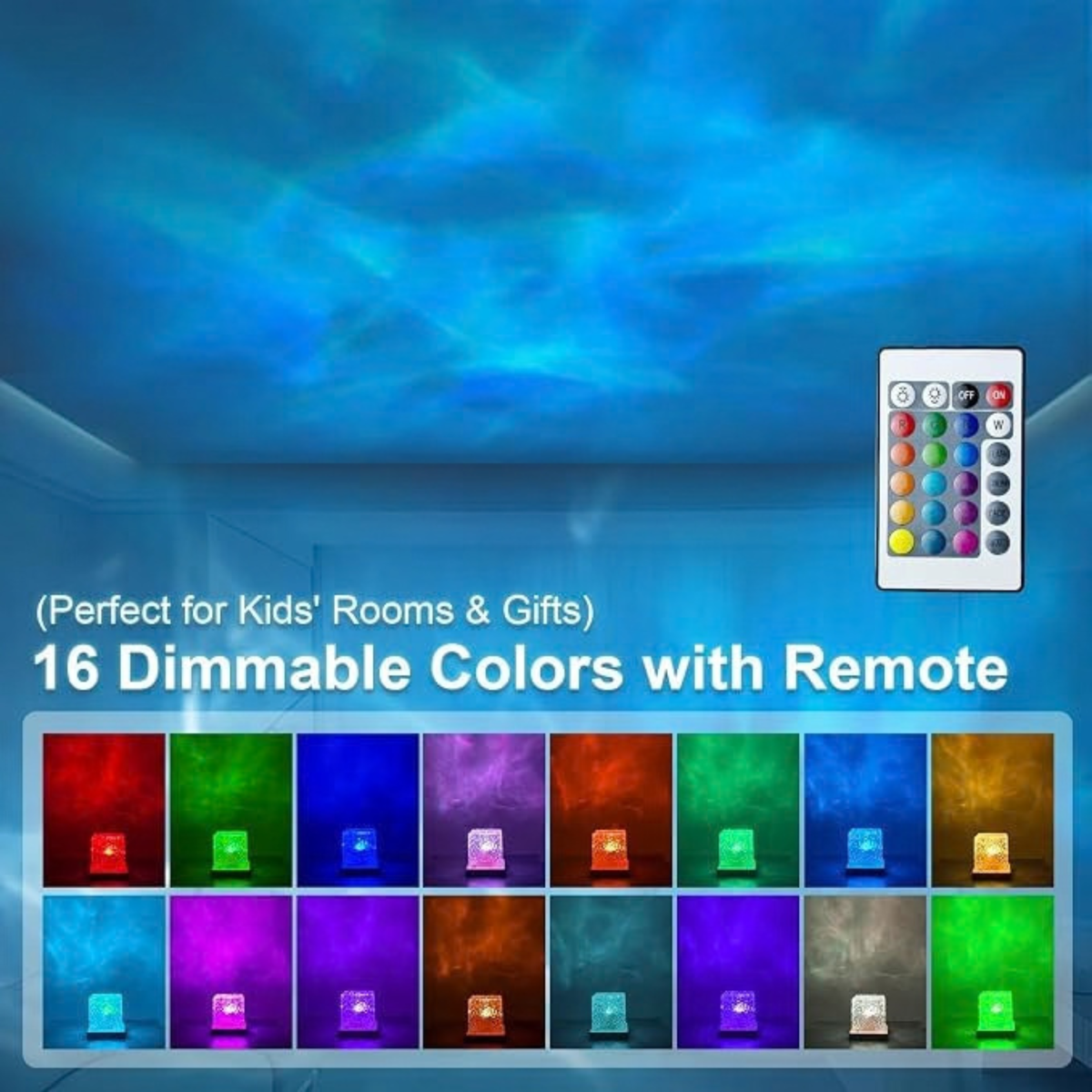 Lámpara Proyector de Ondas - 16 Colores con Mando